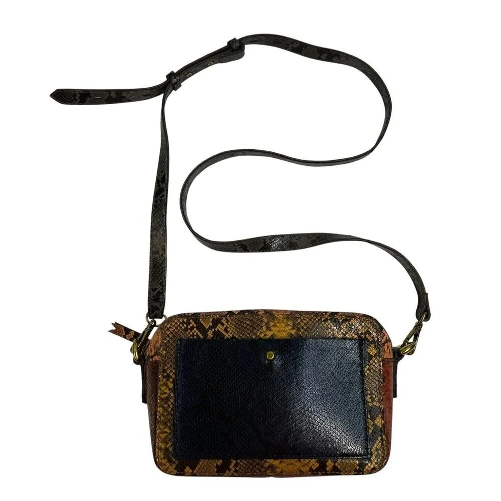 Madewell The Transport Camera Bag Colorblock Snake‎ Embossed Edition Rusted Tin